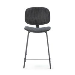 Tabouret haut en velours côtelé noir, 44 x 50 x 98 cm | Arus