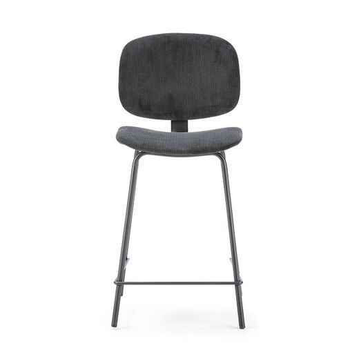 Tabouret haut en velours côtelé noir, 44 x 50 x 98 cm | Arus