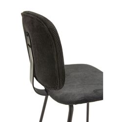 Tabouret haut en velours côtelé noir, 44 x 50 x 98 cm | Arus