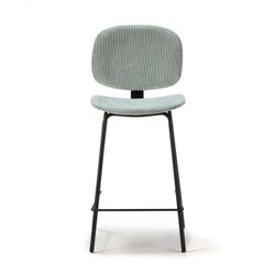 Hög manchester- och metallpall i akvamarin, 44 x 50 x 98 cm | Arus