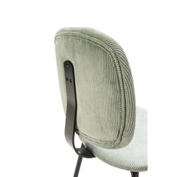 Hög manchester- och metallpall i akvamarin, 44 x 50 x 98 cm | Arus