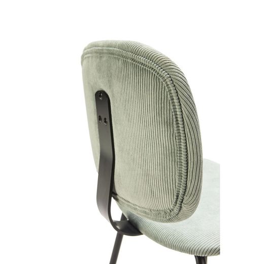 Hög manchester- och metallpall i akvamarin, 44 x 50 x 98 cm | Arus