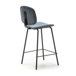 Banqueta alta de veludo cotelê e metal azul, 44 x 50 x 98 cm | Arus