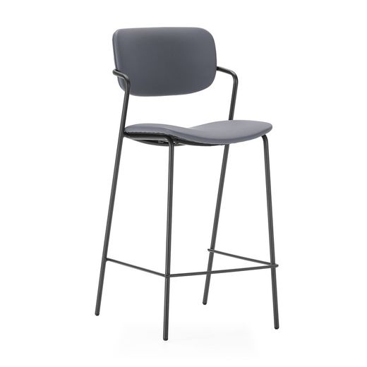 Taburete alto de piel sintética en gris marengo, 46,5 x 51 x 97 cm | Maika