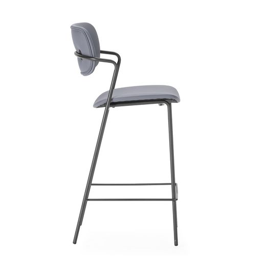 Tabouret de bar en similicuir gris anthracite, 46,5 x 51 x 97 cm | Maïka