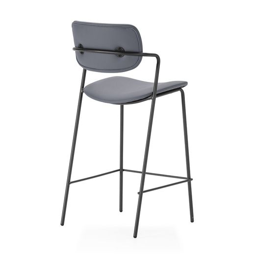 Tabouret de bar en similicuir gris anthracite, 46,5 x 51 x 97 cm | Maïka