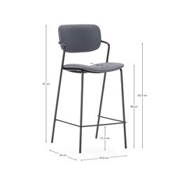 Tabouret de bar en similicuir gris anthracite, 46,5 x 51 x 97 cm | Maïka