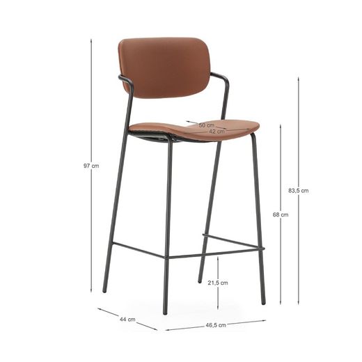 Tabouret de bar en similicuir rouille, 46,5 x 51 x 97 cm | Maïka