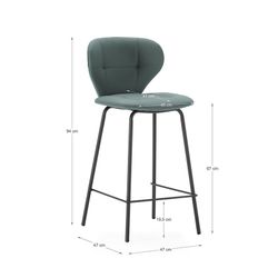 Banqueta alta em pele sintética verde, 45 x 52 x 94 cm | Maura