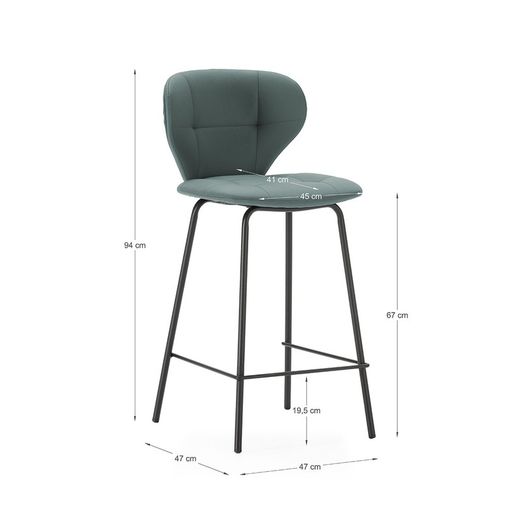 Tabouret de bar en similicuir vert, 45 x 52 x 94 cm | Maura