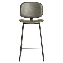 Taburete Alto de Piel Sintética Gris con Patas de Metal Negro 44x50x102 cm