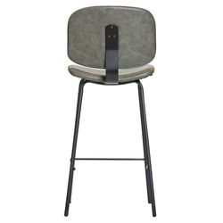Taburete Alto de Piel Sintética Gris con Patas de Metal Negro 44x50x102 cm