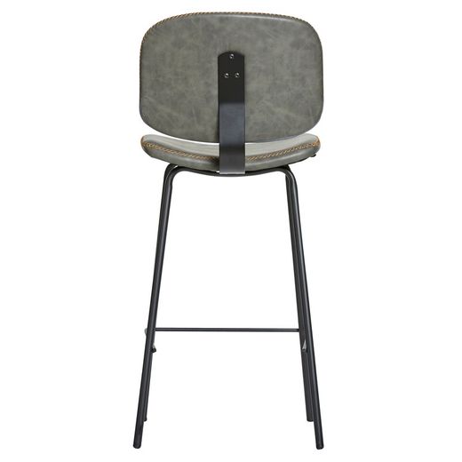Taburete Alto  de Piel Sintética Gris con Patas de Metal Negro 44x50x102 cm