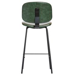 Taburete Alto de Piel Sintética Verde con Patas de Metal Negro 44x50x102 cm