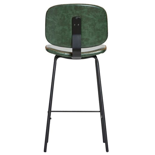 Taburete Alto de Piel Sintética Verde con Patas de Metal Negro 44x50x102 cm