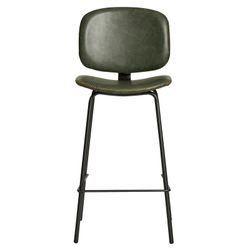Taburete Alto de Piel Sintética Verde con Patas de Metal Negro 44x50x102 cm