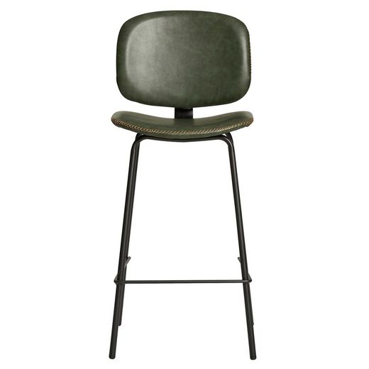 Taburete Alto de Piel Sintética Verde con Patas de Metal Negro 44x50x102 cm