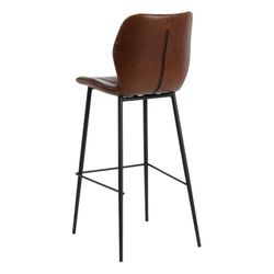 Hoge kruk van bruin en zwart metaal en kunstleer, 44 x 49,5 x 98,5 cm