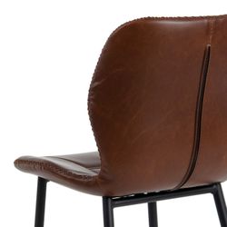 Hoge kruk van bruin en zwart metaal en kunstleer, 44 x 49,5 x 98,5 cm