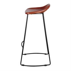 Hoge kruk in bruin en zwart leer en staal, 50 x 42 x 83 cm | Sussex