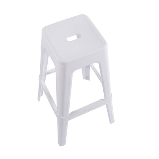Taburete alto de polipropileno en blanco, 43 x 43 x 76 cm | Vint