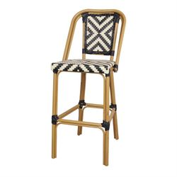 Hög svart och vit syntetisk rottingpall, 47 x 57,5 x 114 cm | Venus