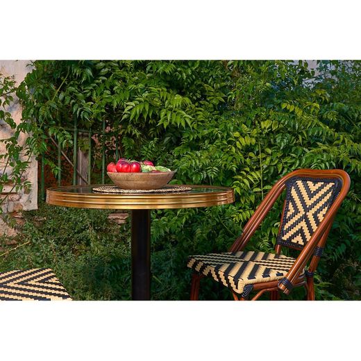 Hög svart och vit syntetisk rottingpall, 47 x 57,5 x 114 cm | Venus