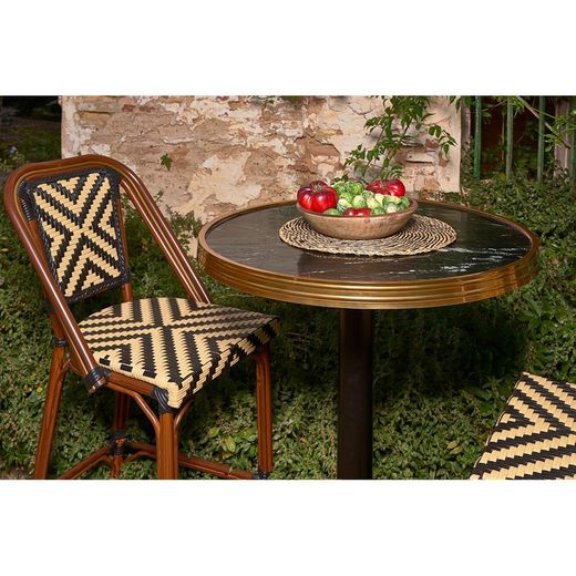 Hög svart och vit syntetisk rottingpall, 47 x 57,5 x 114 cm | Venus