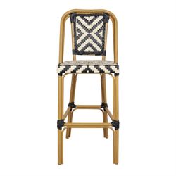 Hög svart och vit syntetisk rottingpall, 47 x 57,5 x 114 cm | Venus