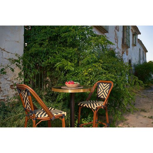 Hög svart och vit syntetisk rottingpall, 47 x 57,5 x 114 cm | Venus