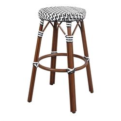 High black and white synthetic rattan stool, Ø 42 x 75 cm | Genoa