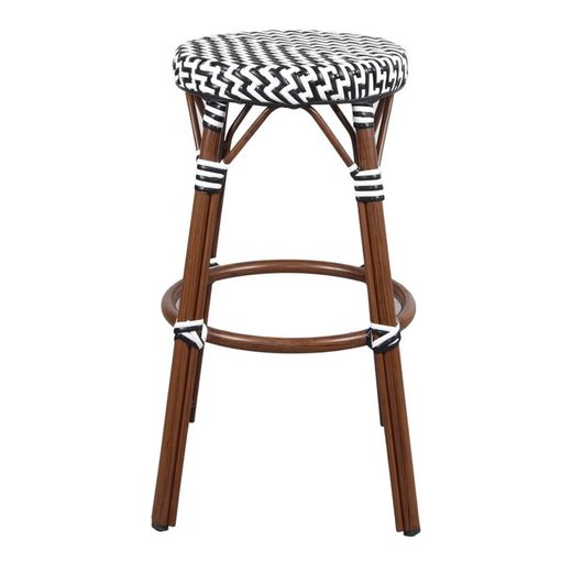 High black and white synthetic rattan stool, Ø 42 x 75 cm | Genoa