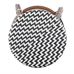 High black and white synthetic rattan stool, Ø 42 x 75 cm | Genoa