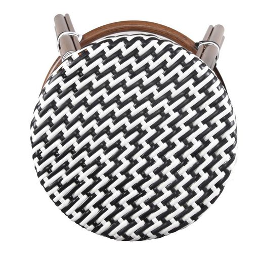 High black and white synthetic rattan stool, Ø 42 x 75 cm | Genoa