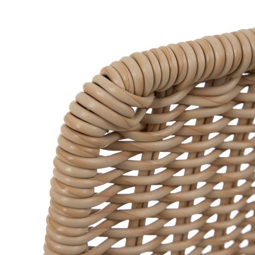 High natural and black synthetic rattan and metal stool, 45 x 41 x 113 cm