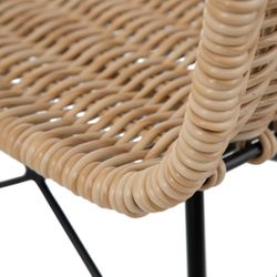 Hög naturlig och svart syntetisk rotting och metall pall, 45 x 41 x 113 cm