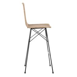 High natural and black synthetic rattan and metal stool, 45 x 41 x 113 cm