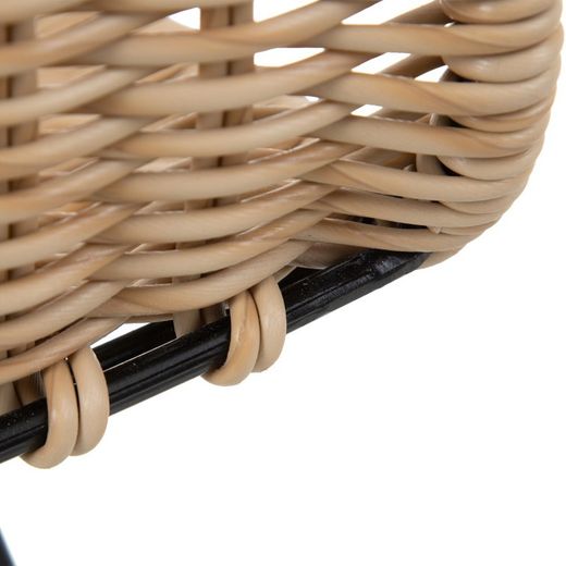 High natural and black synthetic rattan and metal stool, 45 x 41 x 113 cm