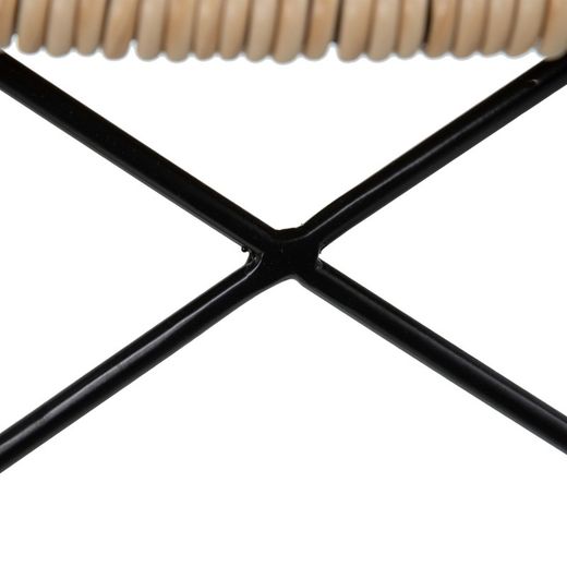 High natural and black synthetic rattan and metal stool, 45 x 41 x 113 cm