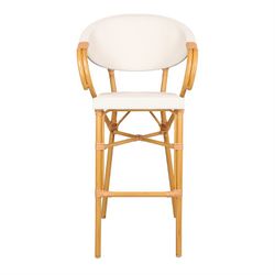 High Stool in Synthetic Rattan and Beige Textilene, 57x56x112 cm