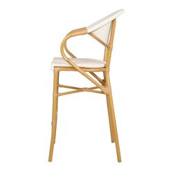 High Stool in Synthetic Rattan and Beige Textilene, 57x56x112 cm