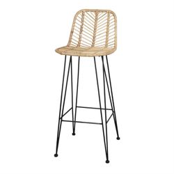 Σκαμπό ψηλό rattan και ατσάλι σε φυσικό, 41 x 49 x 104 cm | Μήδεια