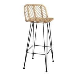 Σκαμπό ψηλό rattan και ατσάλι σε φυσικό, 41 x 49 x 104 cm | Μήδεια
