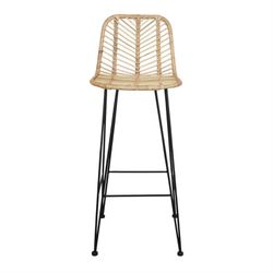 Σκαμπό ψηλό rattan και ατσάλι σε φυσικό, 41 x 49 x 104 cm | Μήδεια