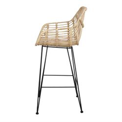 Hög rotting- och stålpall i natur, 56 x 54 x 110 cm | Alvinia