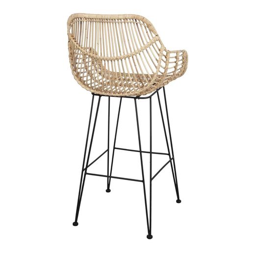 Hög rotting- och stålpall i natur, 56 x 54 x 110 cm | Alvinia