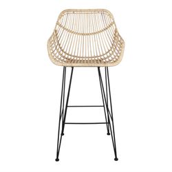 Hög rotting- och stålpall i natur, 56 x 54 x 110 cm | Alvinia