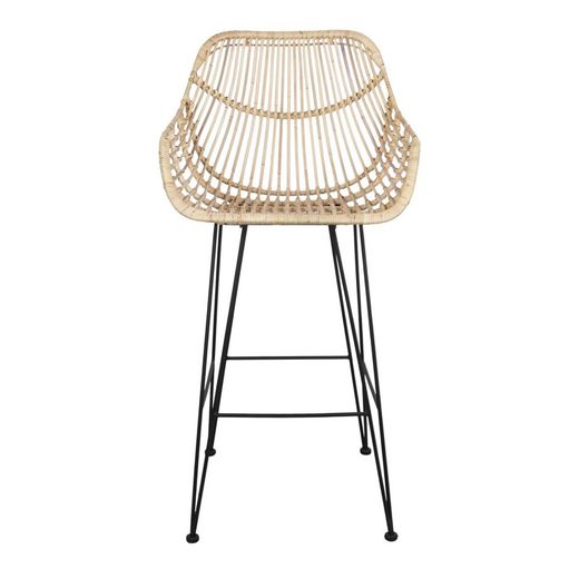 Hög rotting- och stålpall i natur, 56 x 54 x 110 cm | Alvinia