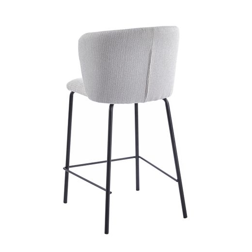 Taburete alto de tejdo y metal en beige y negro, 53 x 50 x 103 cm | Margot