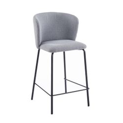 Taburete alto de tejdo y metal en gris y negro, 53 x 50 x 103 cm | Margot